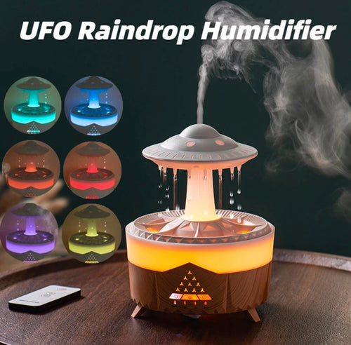 Lampa OZN cu Efect de Ploaie & Aromaterapie – Difuzor LED Relaxant pentru Acasă