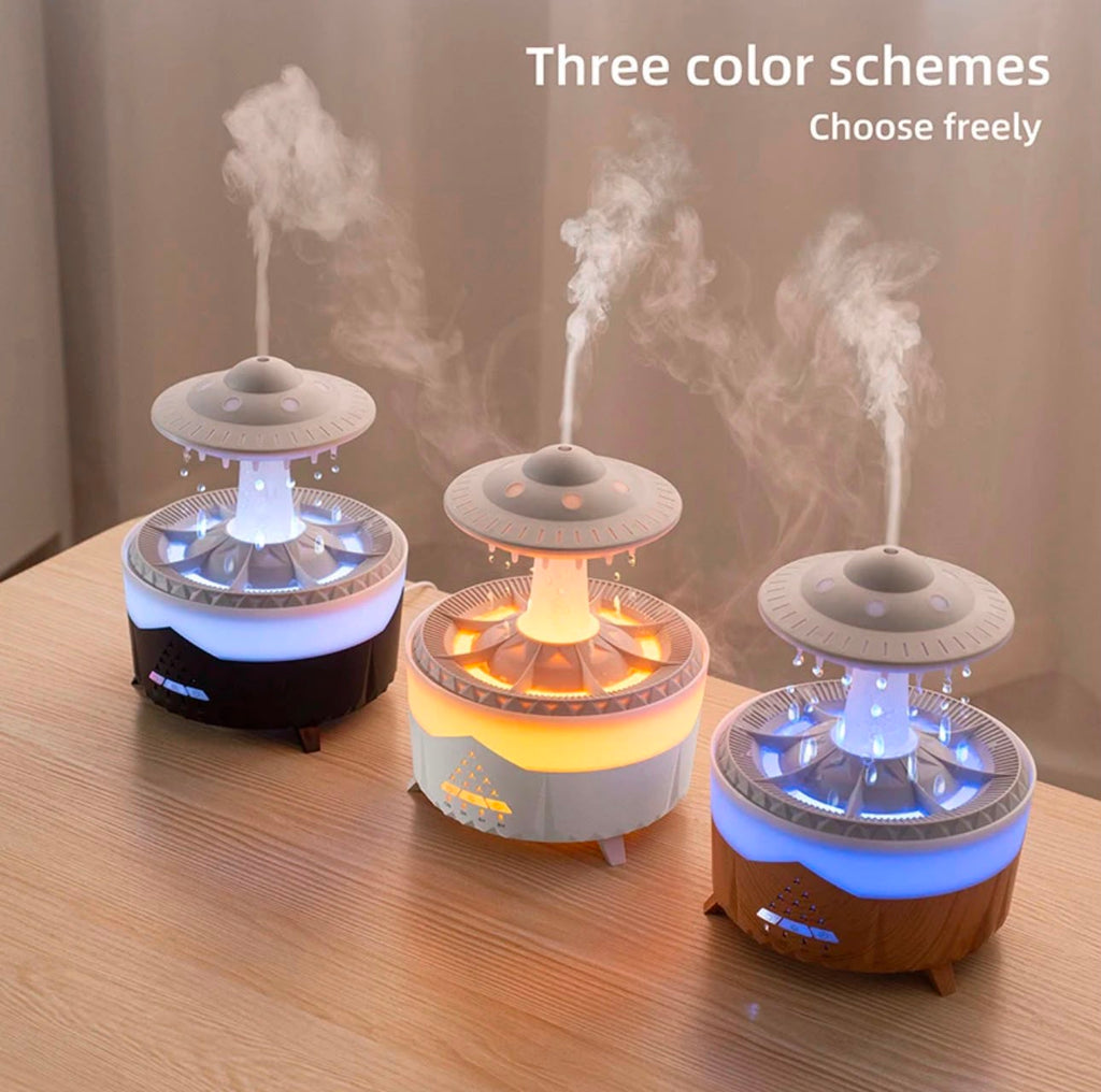Lampa OZN cu Efect de Ploaie & Aromaterapie – Difuzor LED Relaxant pentru Acasă