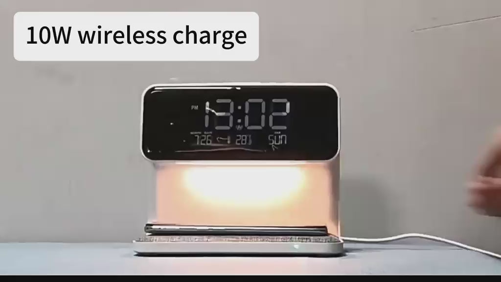 Lampa Smart 3-în-1 cu Încărcare Wireless și Ceas LED